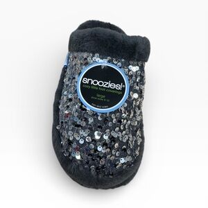 NWT Snoozies Sequin Slipper Socks Cozy Plush Non Skid House Shoes Large